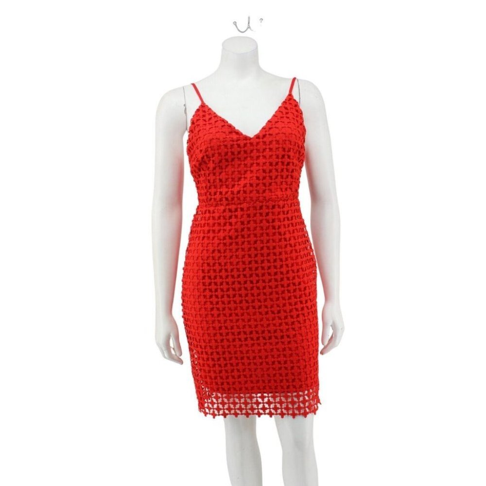 NWT Lulu's Kindhearted Red Crochet Lace V-Neck Sleeveless Mini Dress Size 4